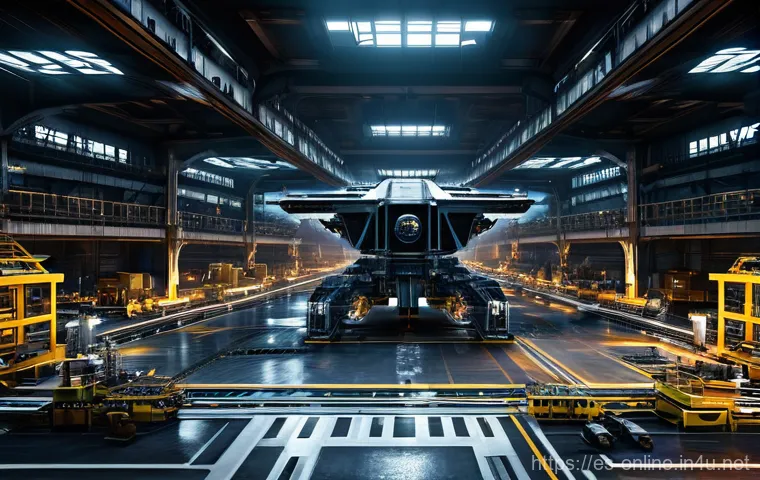 이브 온라인 경제 체계 - **Bustling Jita Trade Hub Interior:**
    "A panoramic view of a massive, multi-tiered space station...