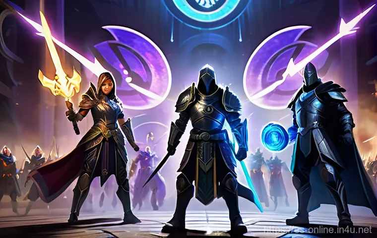 쉐도우 아레나 팀 배틀 전략 - **Prompt: "Team Synergy in a High-Fantasy Arena"**
    *   **Description:** A dynamic, wide-angle sh...